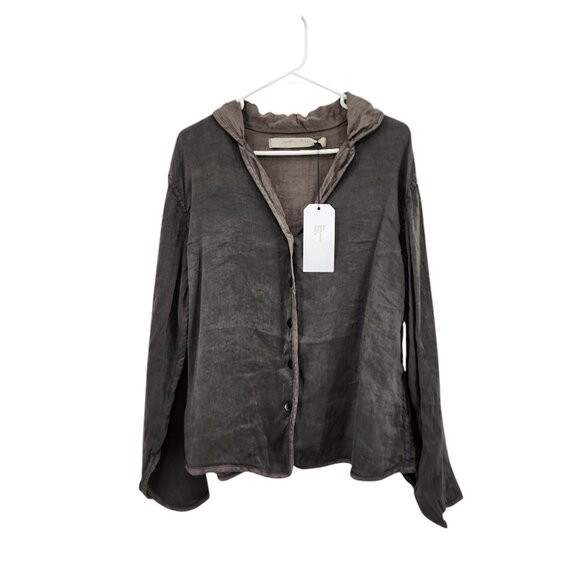Cynthia Ashby Women's Silk Linen Blend Button Front Satin Jacket - M